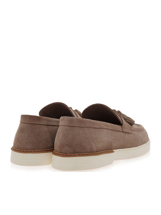 Suede Men's Loafers in Beige Colour