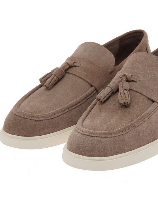 Suede Men's Loafers in Beige Colour