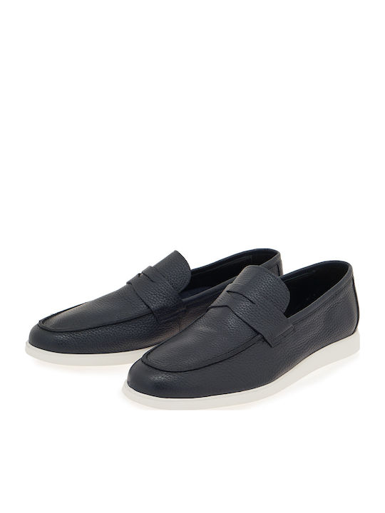 Leather Men's Loafers in Blue Colour