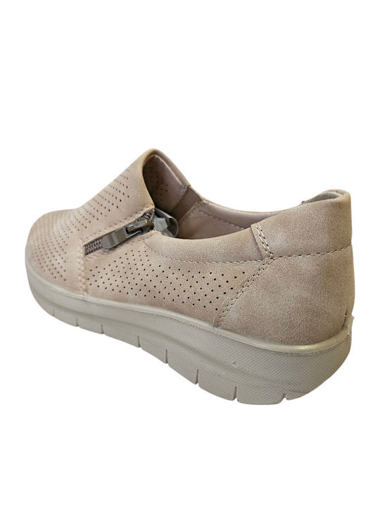 Women's Moccasins in Khaki Colour