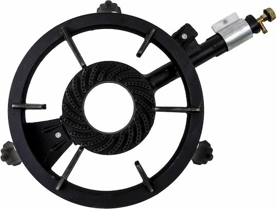 Set Arzător Rotund Fontă Pentru Foc Zts 5442 Diametru 33cm Furtun 2.5m 2 Cleme Conector Butelie Gaz Set 30042