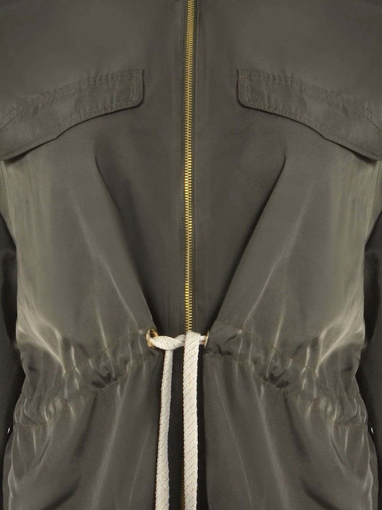 Long Women's Jacket for Winter Khaki