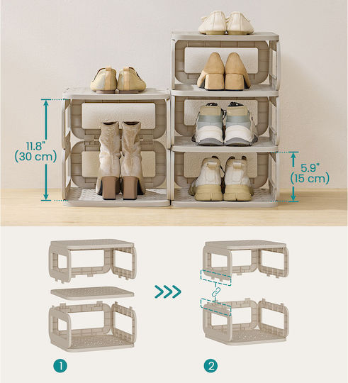Songmics Plastic Storage Box for Shoes / Clothes in Beige Color 10 Pieces