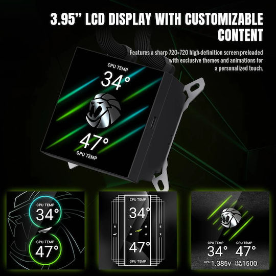 GameMax Glacier 360 Υδρόψυξη AIO CPU με 3 Ανεμιστήρες και ARGB Φωτισμό