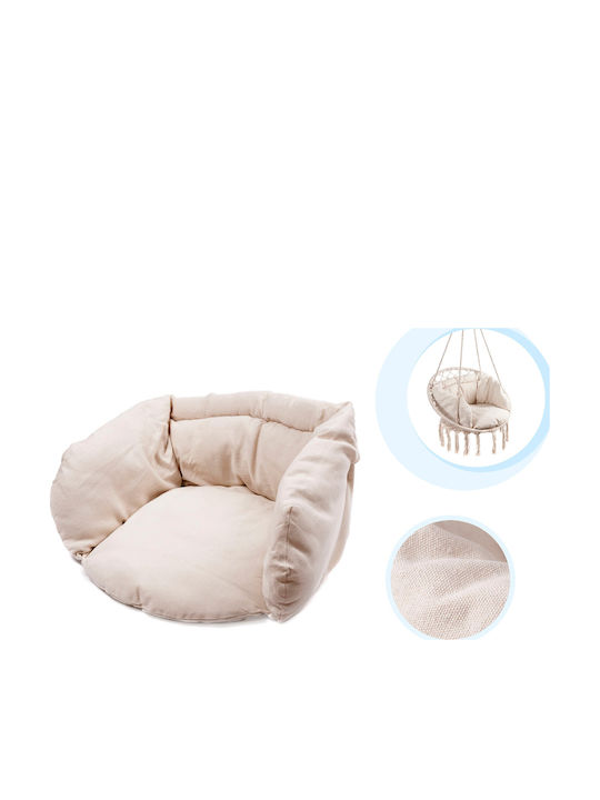 Leagăn Fotoliu cu Suport și Pernă din Material Textil Bej Rezistență până la 150kg 80x80x93cm