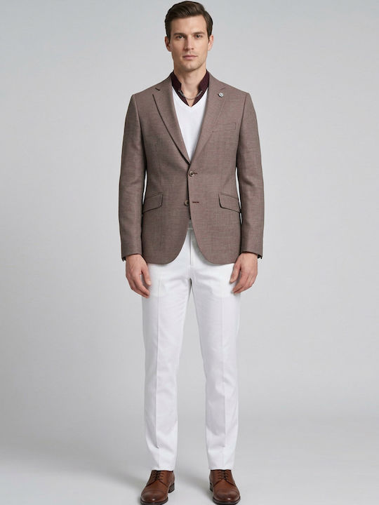 Men’s Suit Jacket With Slim Fit Brown