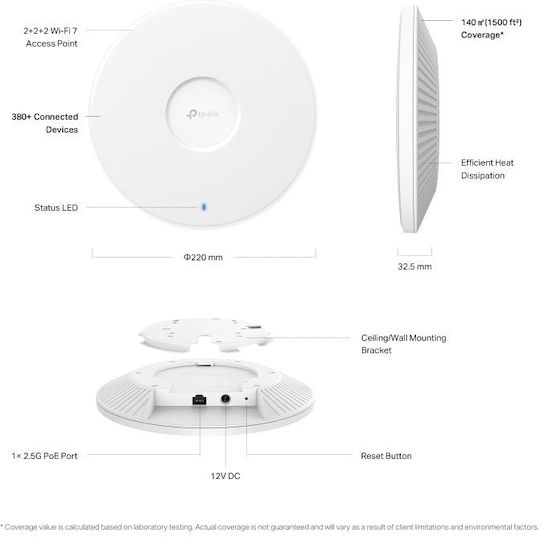 TP-LINK EAP772 v2 WiFi Mesh Network Access Point Wi‑Fi 7 Tri Band (2.4 & 5 & 6GHz)