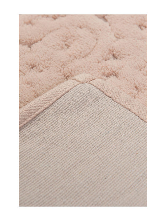 Lenjerii Deosebite Non-Slip Set Of Cotton Bath Mats Ottoman Powder Pink 2 Pieces