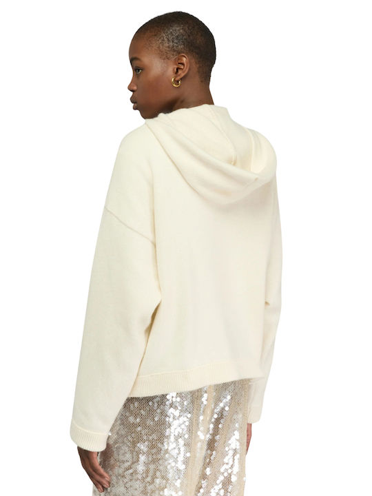 Long Women's Knitted Cardigan Beige