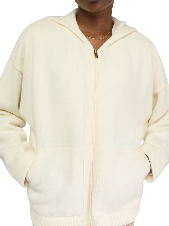 Long Women's Knitted Cardigan Beige
