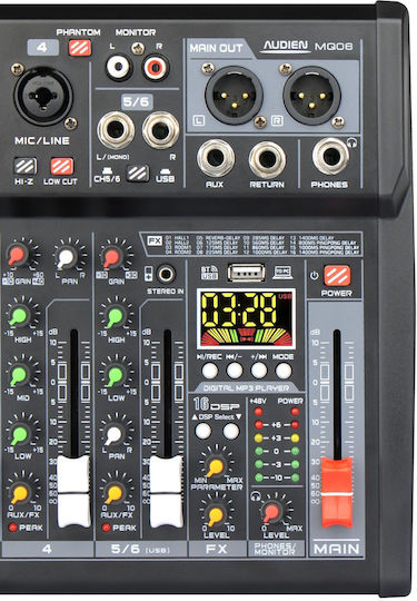Audien MQ06 Ψηφιακή Κονσόλα 16 Καναλιών με Phantom Power & 16 Εισόδους XLR & Bluetooth