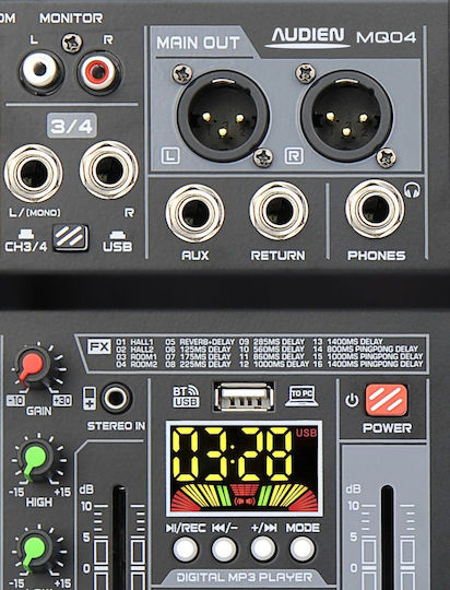Audien MQ04 Digital Console 16 Channels with Phantom Power & 16 XLR Inputs & Bluetooth