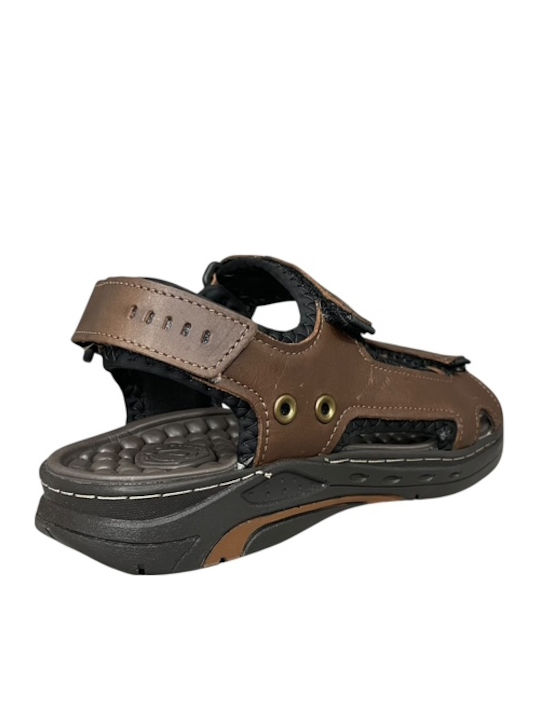 Leather Men's Sandals In Brown Color AN-03290-2-6