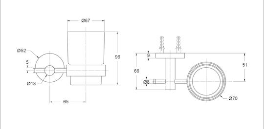 Piccadilly Επιτοίχια Ποτηροθήκη Μπρονζέ