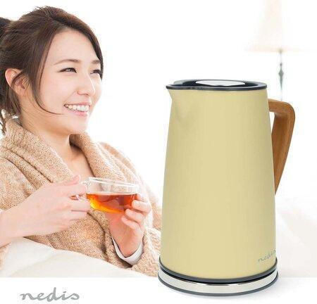 Nedis 1.7l Soft Touch Electric Kettle 2200w Strix Controller Yellow