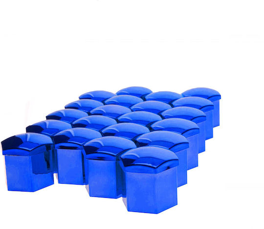 17 Mm Metallic Blue Bolt Caps 20 Pcs Remover