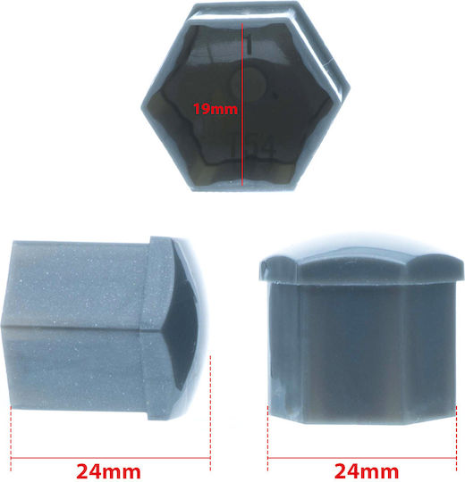 Extremo Tuning Gray 19 Mm Caps 20 Pcs Wheel Rim Puller Protection