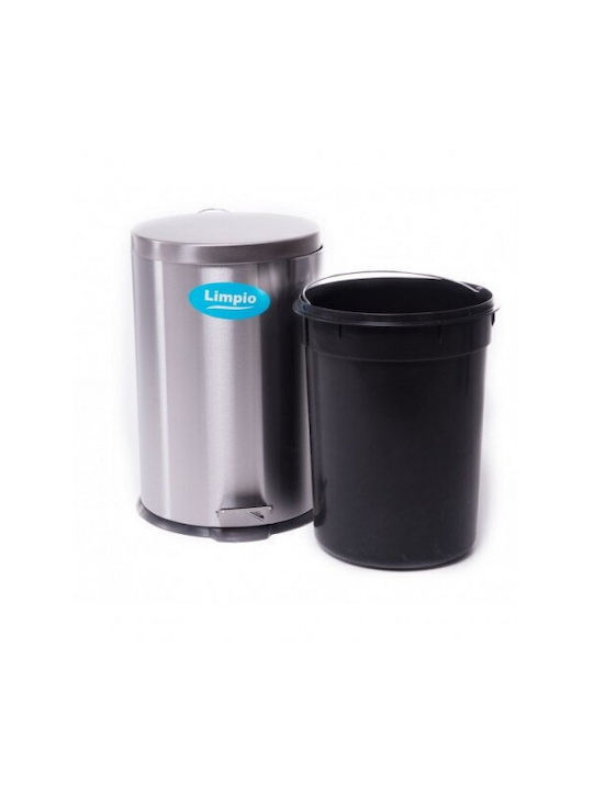 Limpio Limpio Mülleimer aus Inox mit Pedal Silber