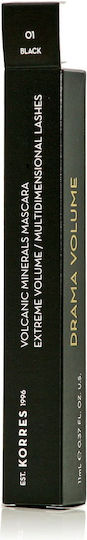 Korres Drama Volcanic Minerals Маскара за Обем 01 Черно 11мл