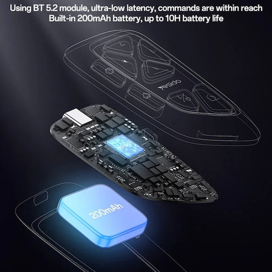 Telecomandă Bluetooth Scroll Social Media Telecomandă Selfie Usb-c 200mah Yesido Negru