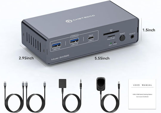 B0DHZN3VGQ KVM & Data Switch with USB-C USB Ethernet