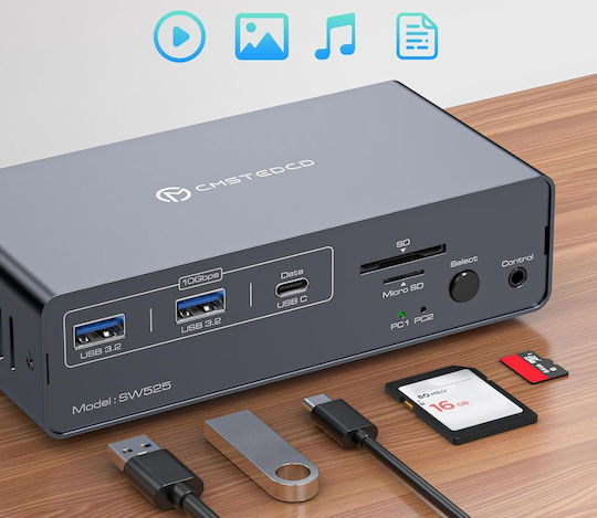 B0DHZN3VGQ KVM & Data Switch with USB-C USB Ethernet