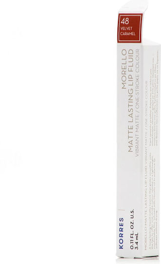 Korres Morello Matte Lasting Lip Fluid Дълготраен Течен Червило Мат 48 кадифе карамел 3.4мл