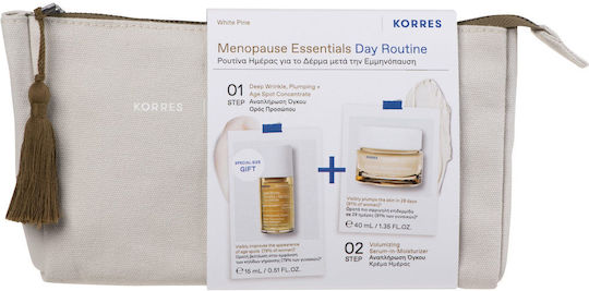Korres White Pine Menopause Essentials Σετ Περιποίησης για Αντιγήρανση Day Routine 3τμχ