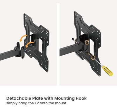 Powertech PT-1555 TV Wall Mount with Extension Arm up to 43" and 30kg Silver