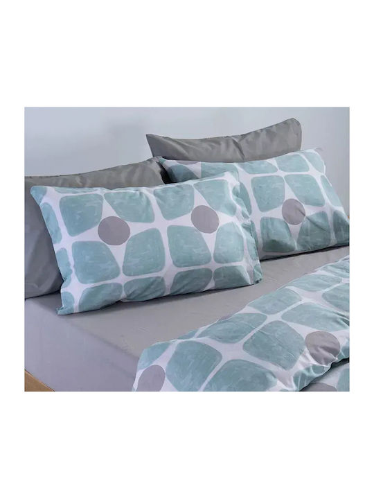 Nef-Nef Homeware Casual Bettlaken King Size mit Gummibettlaken 200x270cm Türkis (4 Stück)