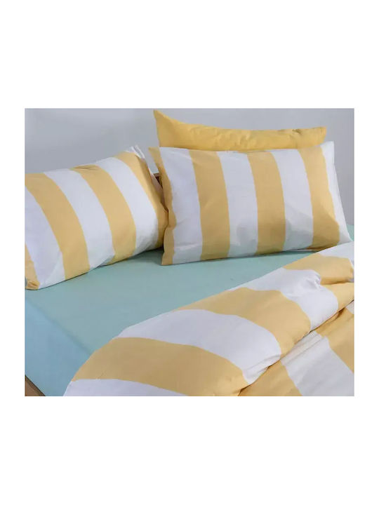 Nef-Nef Homeware Casual Bed Sheets Set King Size With Rubber Hugger 200x270cm Yellow 4 Pieces