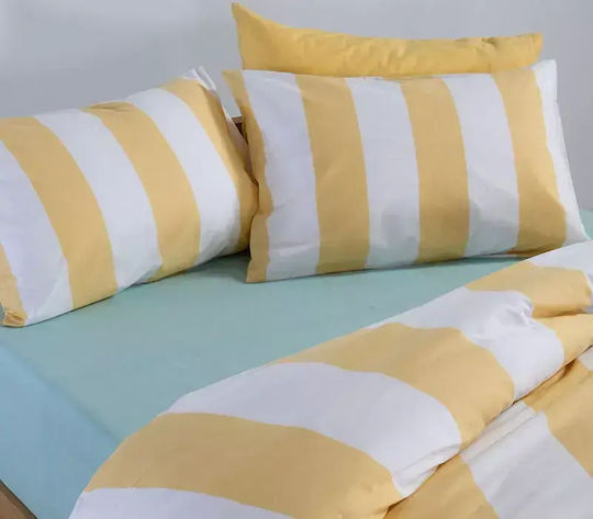 Nef-Nef Homeware Casual King Size Bed Sheets Set With Rubber Hugger 270x270+35cm Yellow 4 Pieces