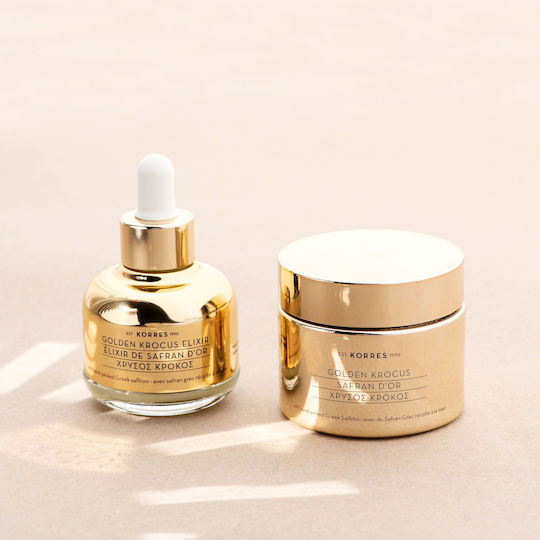 Korres Golden Krocus Moisturizing & Anti-aging Serum Face with Peptides & Hyaluronic Acid for Detoxification & Radiance 30ml