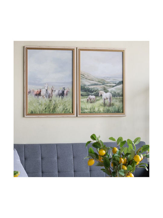 Artekko Δίπτυχος Πίνακας σε Καμβά 60x80cm