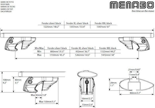 Menabo Bare Argintii De Acoperiș Fender Ford Explorer V 2011+