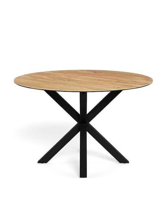 Norsica 780 Round Extendable Dining Room Table with Black Ceramic Surface 76x76cm