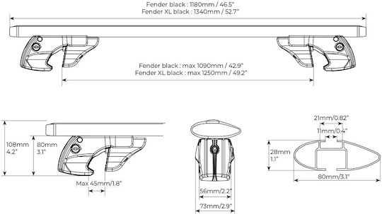 Menabo Bare De Acoperiș Din Aluminiu XXL Pentru Citroen Berlingo 2015-2018 Set Cu Picioare Negre