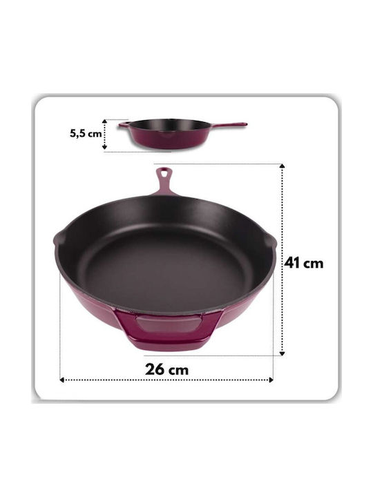 Grau Pfanne aus Gusseisen mit Emaille Innenbeschichtung 26cm DR10-Grau