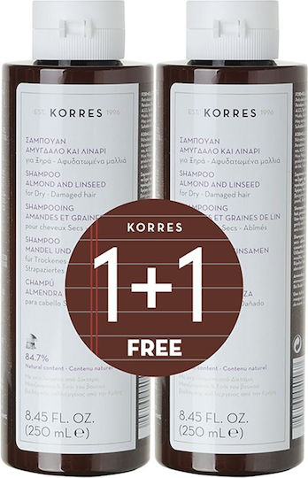 Korres Almond & Linseed Shampoo Against Itching for Dry Hair 2x250ml