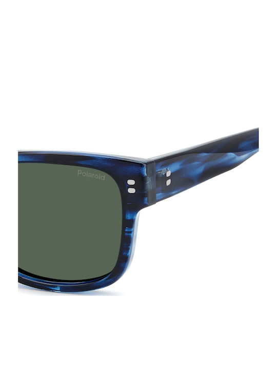 Polaroid Unisex Sunglasses with Green Horn-Rimmed Frame and Blue Lens PLD6252/S/X IPR/UC