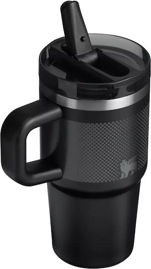 Stanley Protour Flip Handled Tumbler Thermos Stainless Steel BPA Free 600ml Black Fade with Straw and Handle