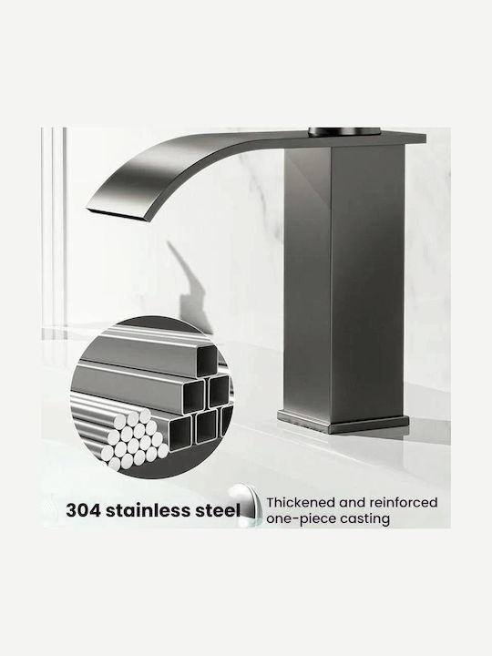 Mixing Sink Faucet Waterfall Tall Gray