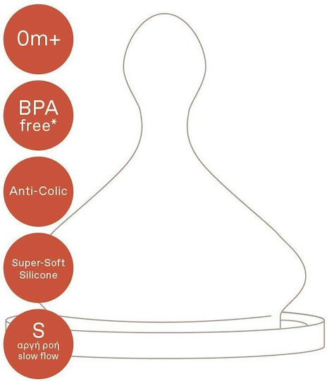 Korres Agali Silicone Baby Bottle Teats Slow Flow for 0+ months 2pcs