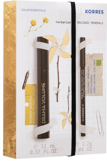 Korres Promo Drama Volume No1 Black Mascara Extreme Volume Μέγιστο Όγκο Μαύρο 11ml & Volcanic Minerals Long Lasting Eyeliner No1 Μαύρο Μολύβι 1,2g 1σετ