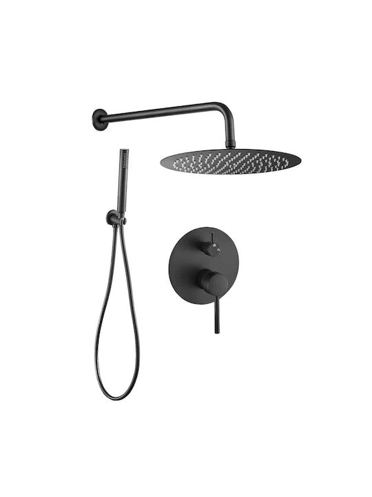 Set Cap De Duș Robineți Încorporați Pentru Duș Negru