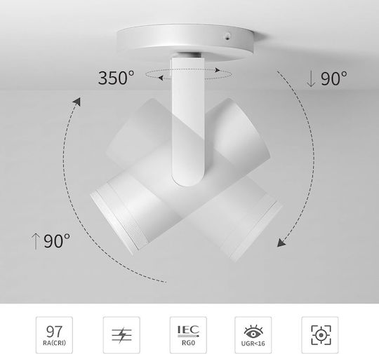 Spot Led Bianco Reglabil Alb Cu 12 Lumini În Culoare Albă