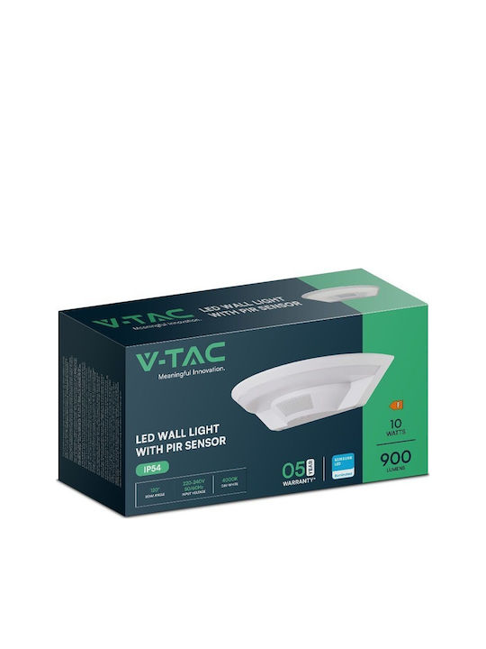V-TAC Επιτοίχιο Εξωτερικό Φωτιστικό LED IP54 10W με Φυσικό Λευκό Φως