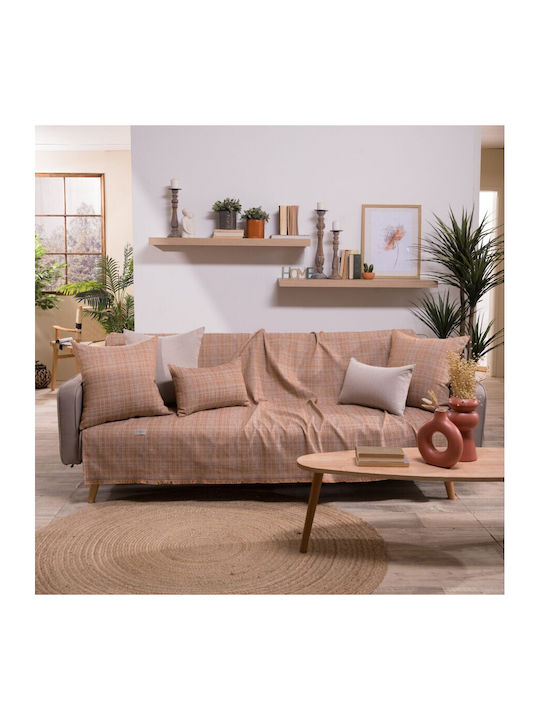 Teoran Urbino Four-Seater Sofa Throw Chenille 180x350cm Beige