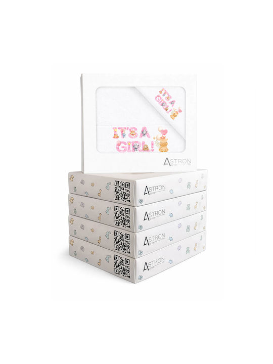 Astron Italy Σετ Βρεφικές Πετσέτες 2τμχ It's A Girl It's A Girl Βάρους 500gr/m²
