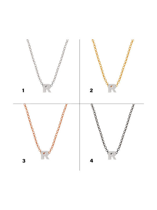 Abadianakis Necklace Monogram R From Gold Plated Silver